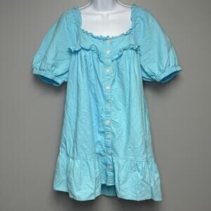Stoney Clover Ln x Target Cottagecore Linen Blend Blue Babydoll‎ Mini Dress Sz L